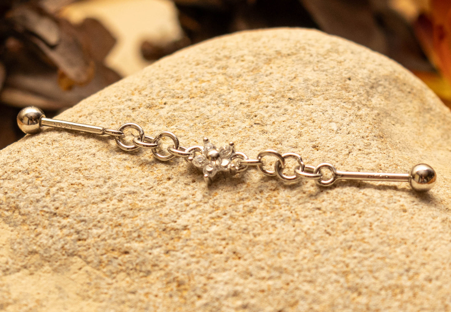 Piercing industriel fleur en argent sterling 925 - FLEURIS