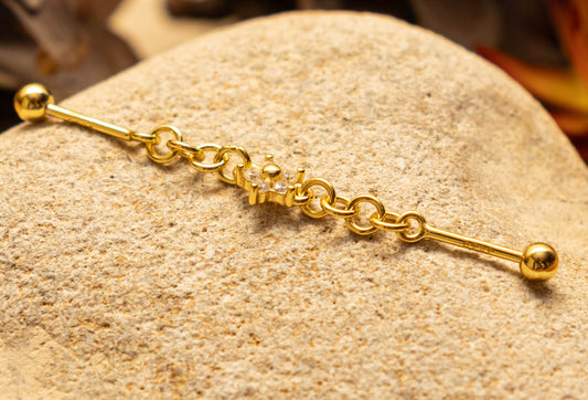 Piercing industriel fleur en argent sterling 925 - FLEURIS