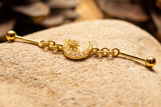 Piercing industriel lune en argent sterling 925 - LUNAE