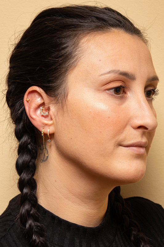 ANGELA – Boucle d’Oreille Chaîne Étoilée en Argent 925 - Much Elegance