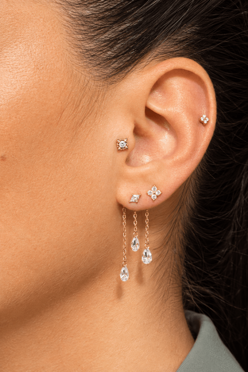 Charm d’oreille scintillant en argent sterling 925 - PLUIE DE CRISTAL - Much Elegance