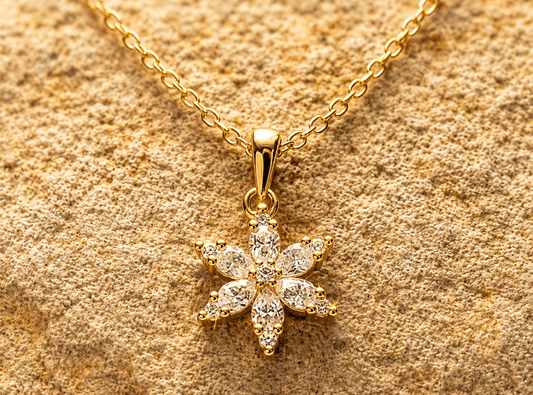 Collier pendentif floral en argent sterling 925 - FLEUR DE GIVRE - Much Elegance