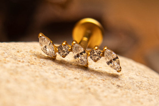 ELEVIA Piercing en titane ASTM F - 136 – Bijou d’oreille lumineux incurvé - Much Elegance