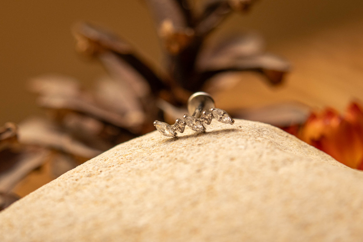 ELEVIA Piercing en titane ASTM F - 136 – Bijou d’oreille lumineux incurvé - Much Elegance