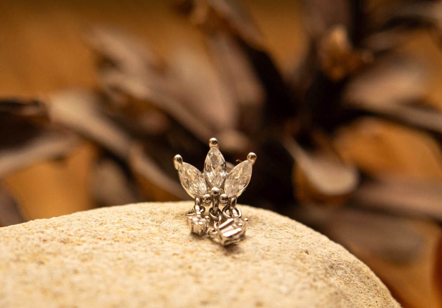 IVY DROP – Piercing cascade fleur zircon en argent 925 - Much Elegance