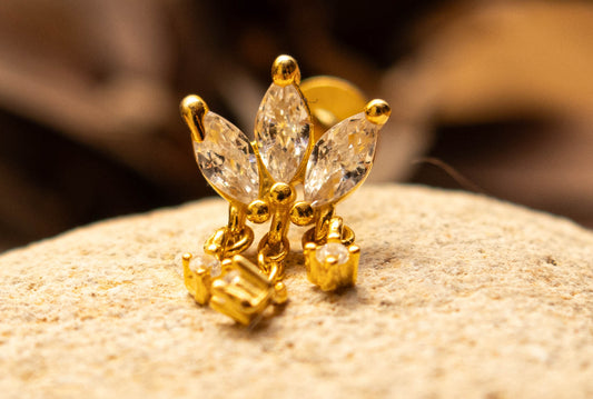 IVY DROP – Piercing cascade fleur zircon en argent 925 - Much Elegance