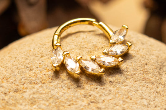 LOWEN DAITH – Anneau Feuilles en Argent 925 ou Plaqué Or 18K | Piercing Daith & Septum - Much Elegance