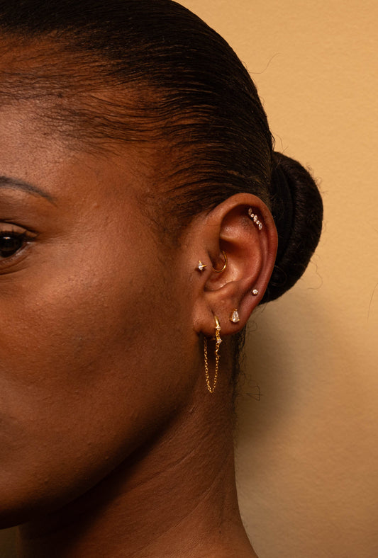 LUNA – Boucle d’Oreille Chaîne Céleste en Argent 925 - Much Elegance