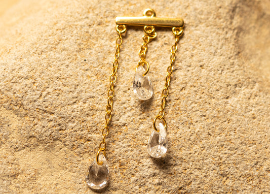 PLUIE DE CRISTAL – Charm d’Oreille Argent 925 ou Plaqué Or 18K | Gouttes Scintillantes - Much Elegance