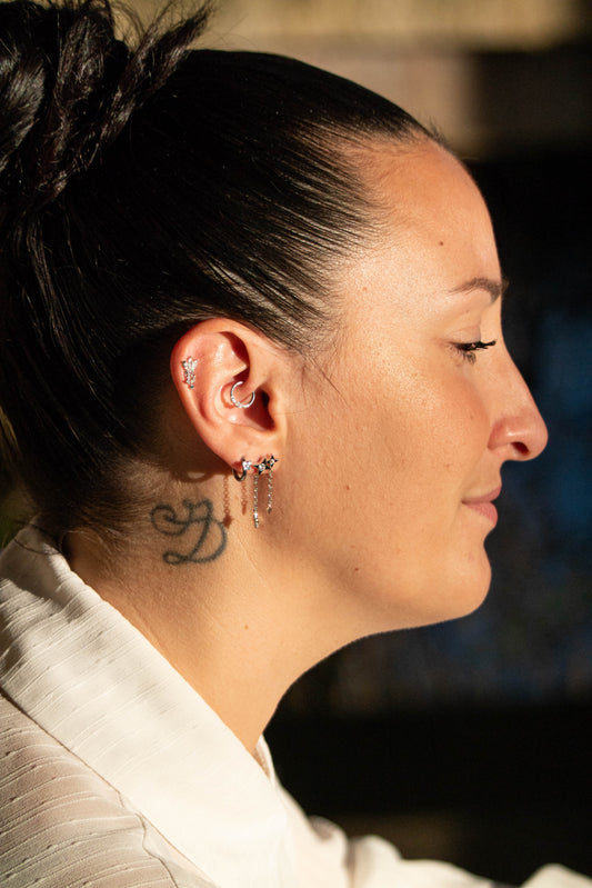 STELLARIA – Boucle d’oreille chaîne avec étoiles en argent sterling 925 - Much Elegance