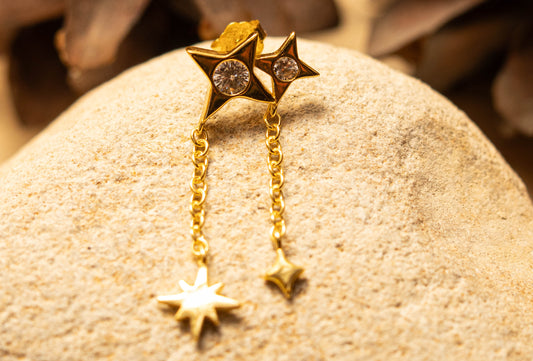 STELLARIA – Boucle d’oreille chaîne avec étoiles en argent sterling 925 - Much Elegance