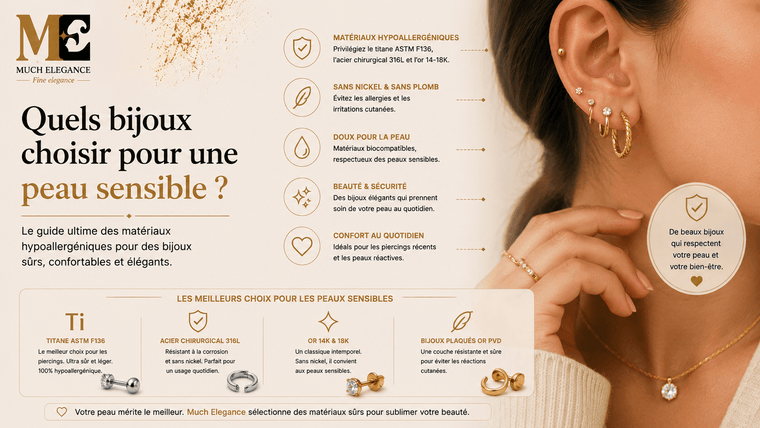 Quels bijoux pour peau sensible ? Le guide ultime des matériaux hypoallergéniques - Much Elegance