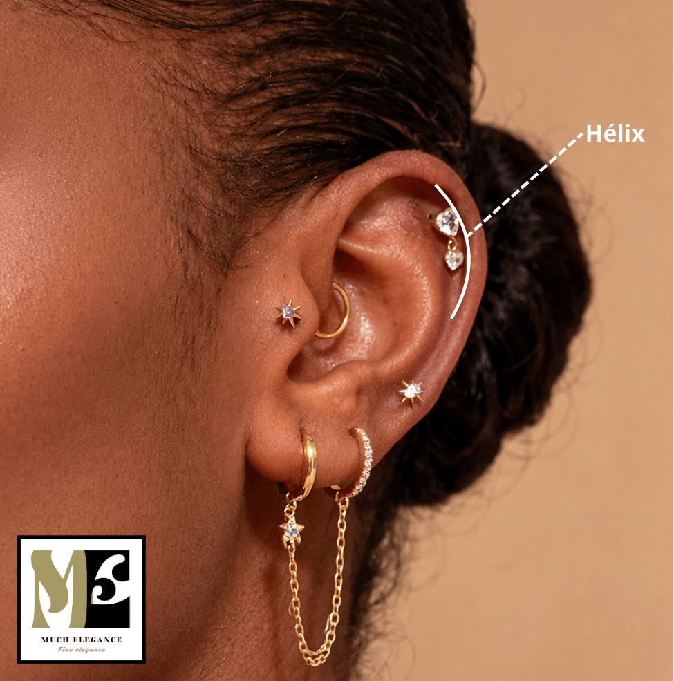 Piercings hélix en titane ASTM F136 et argent sterling 925 - Much Elegance