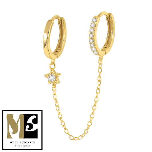 ALBA – Double Créole Reliée par Chaîne | Argent 925 ou Plaqué Or 18K - Much Elegance