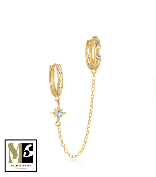 ANGELA – Boucle d’Oreille Chaîne Étoilée en Argent 925 - Much Elegance