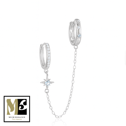 ANGELA – Boucle d’Oreille Chaîne Étoilée en Argent 925 - Much Elegance