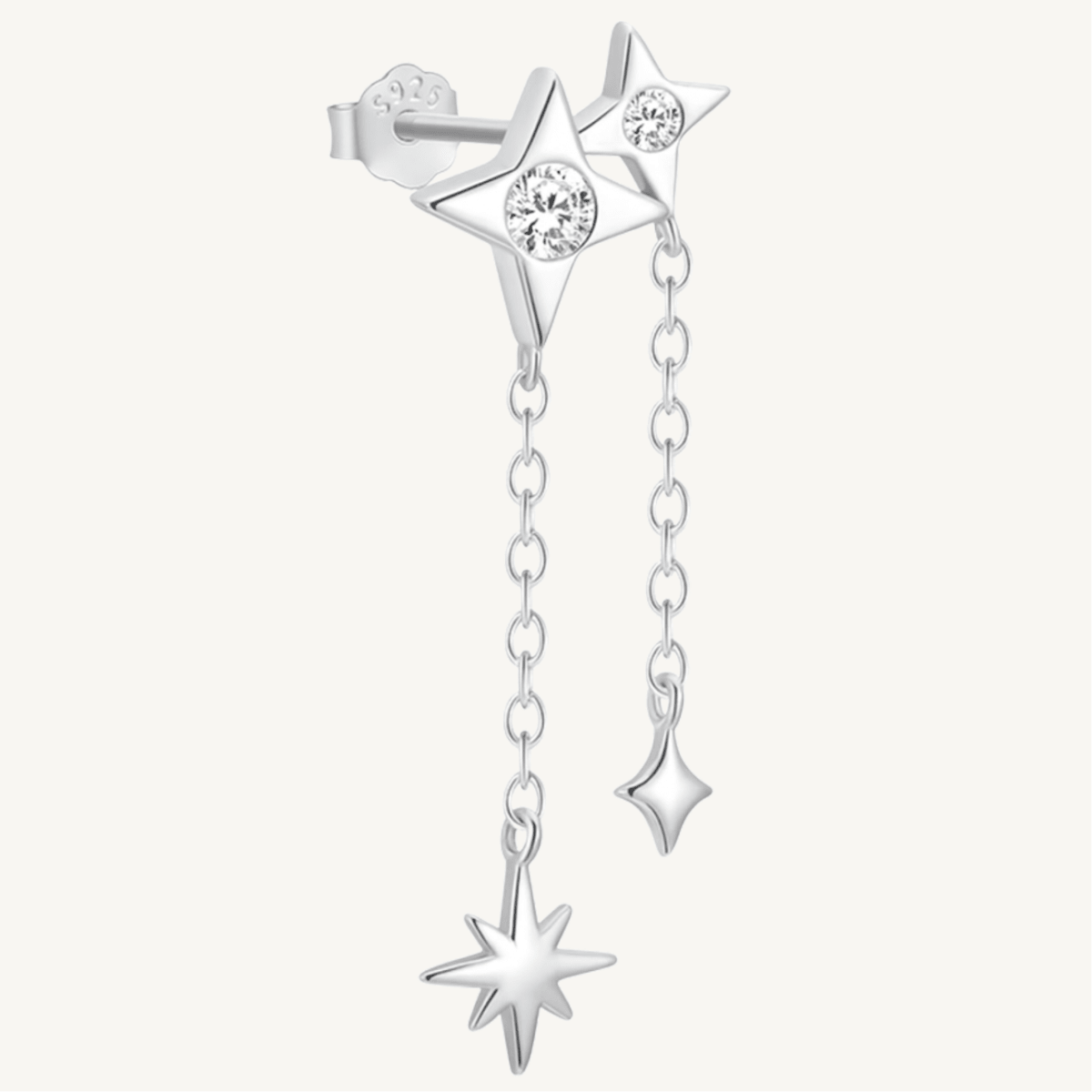 Boucle d’oreille chaîne céleste en argent sterling 925 plaqué or - STELLARIA - Much Elegance
