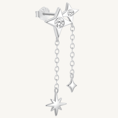 Boucle d’oreille chaîne céleste en argent sterling 925 plaqué or - STELLARIA - Much Elegance