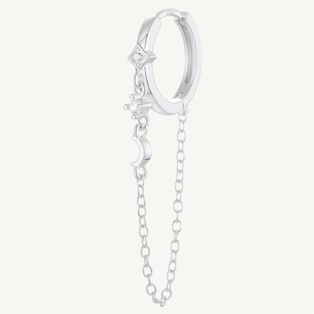 Boucle d’oreille créole céleste en argent sterling 925 - LUNA - Much Elegance