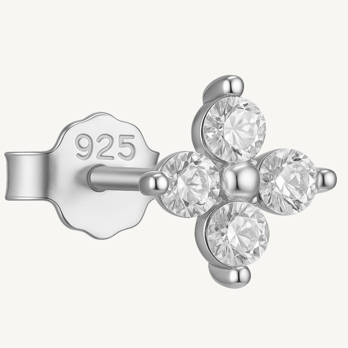 Boucle d’oreille puce en argent sterling 925 - FLEUR ÉLANCÉE - Much Elegance