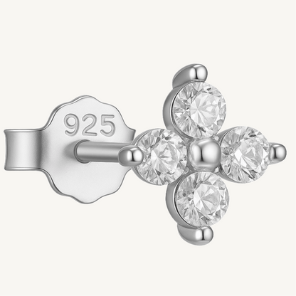 Boucle d’oreille puce en argent sterling 925 - FLEUR ÉLANCÉE - Much Elegance