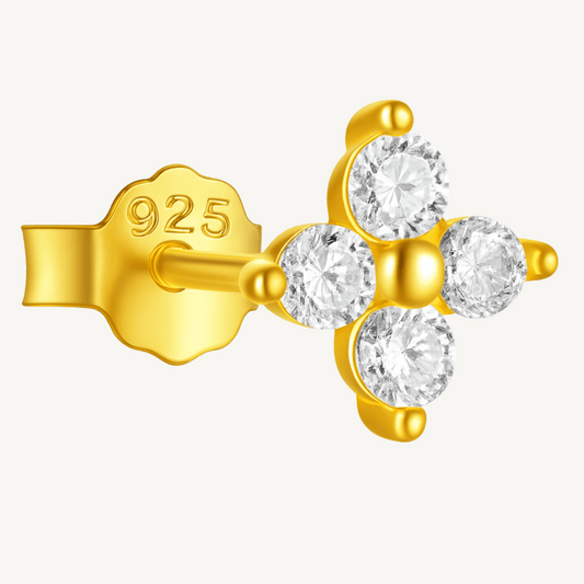 Boucle d’oreille puce en argent sterling 925 - FLEUR ÉLANCÉE - Much Elegance