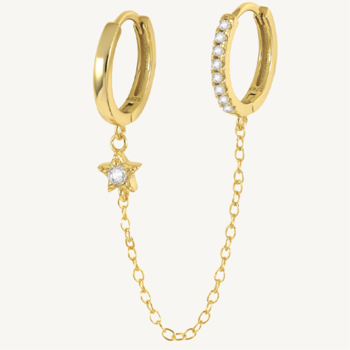 Boucles d’oreilles créoles reliées par chaîne en argent sterling 925 - ALBA - Much Elegance