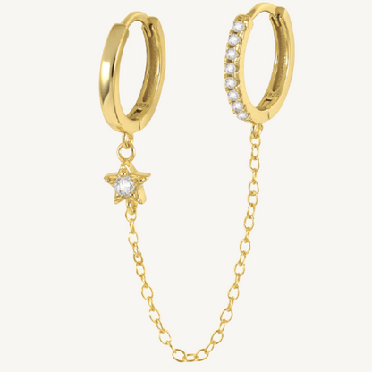 Boucles d’oreilles créoles reliées par chaîne en argent sterling 925 - ALBA - Much Elegance
