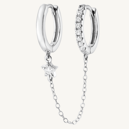 Boucles d’oreilles créoles reliées par chaîne en argent sterling 925 - ALBA - Much Elegance