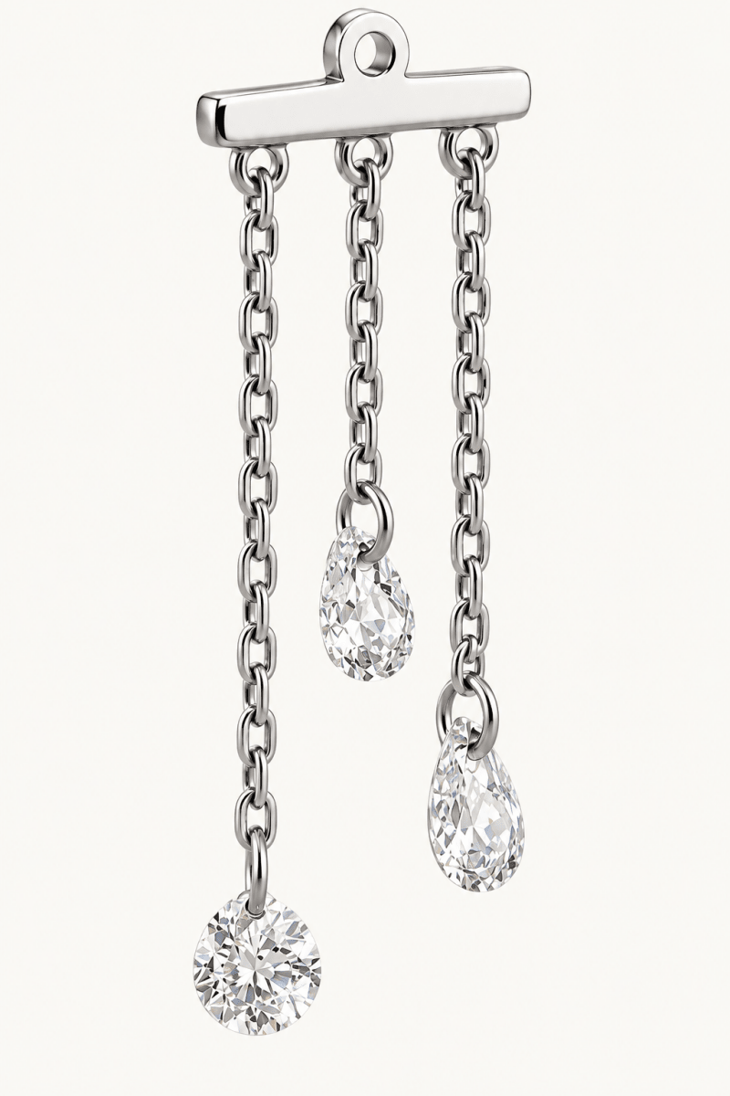Charm d’oreille scintillant en argent sterling 925 - PLUIE DE CRISTAL - Much Elegance