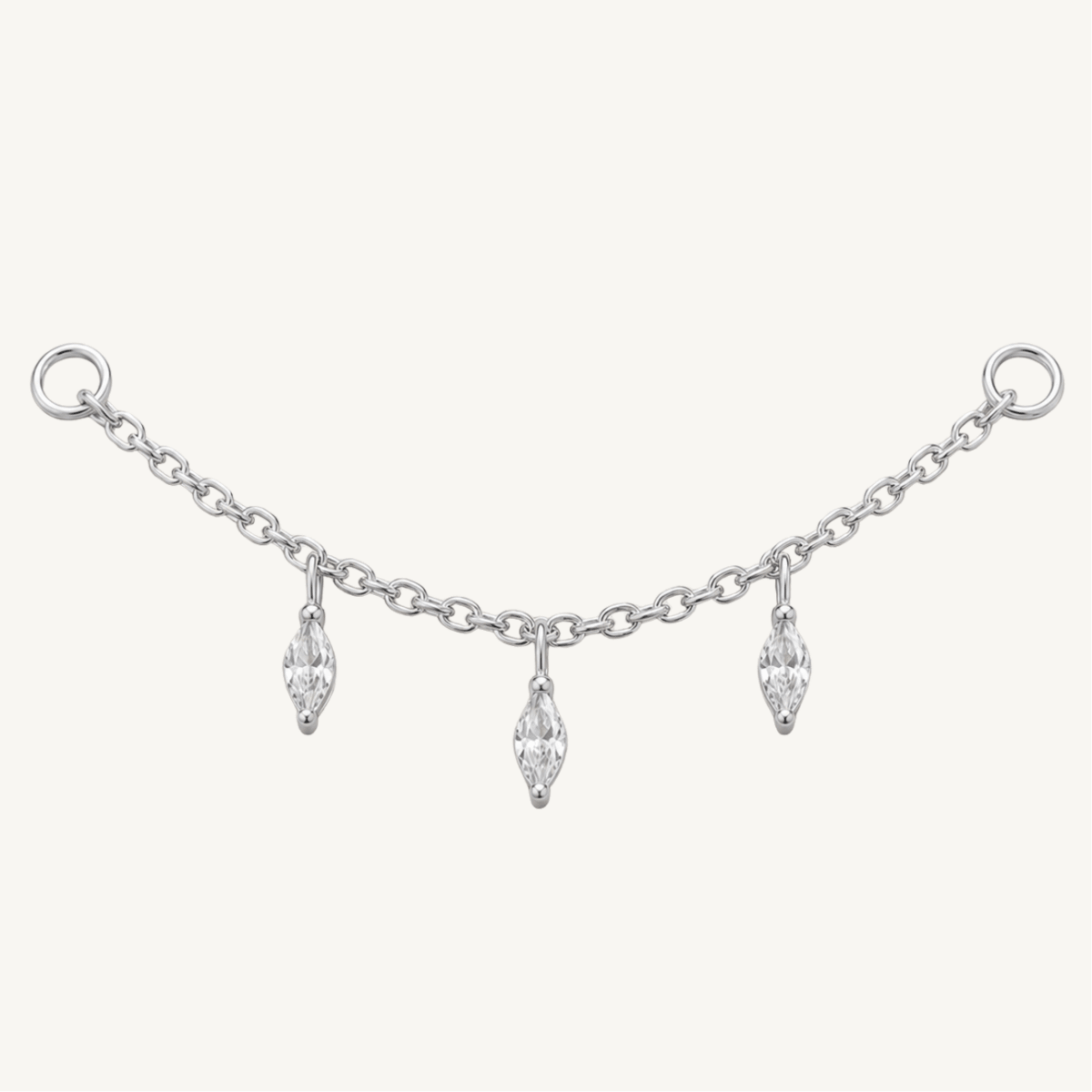 Charms chaîne en argent sterling 925 - TRIO CRISTAL - Much Elegance