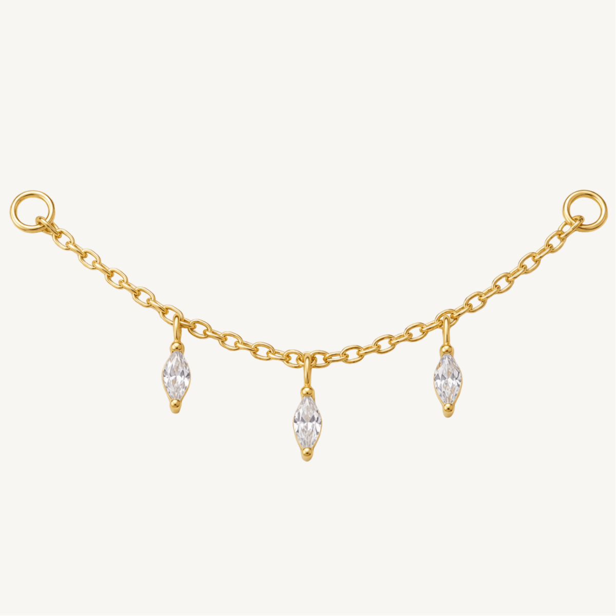 Charms chaîne en argent sterling 925 - TRIO CRISTAL - Much Elegance