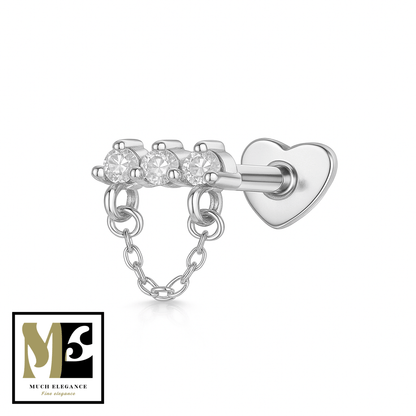 CŒUR ENLACÉ – Piercing cœur et cristaux en argent 925 | Lobe & Cartilage - Much Elegance