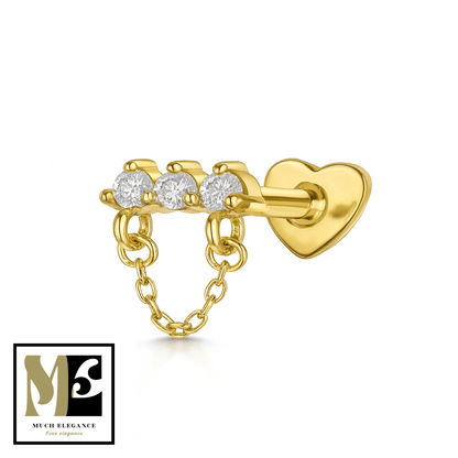 CŒUR ENLACÉ – Piercing cœur et cristaux en argent 925 | Lobe & Cartilage - Much Elegance