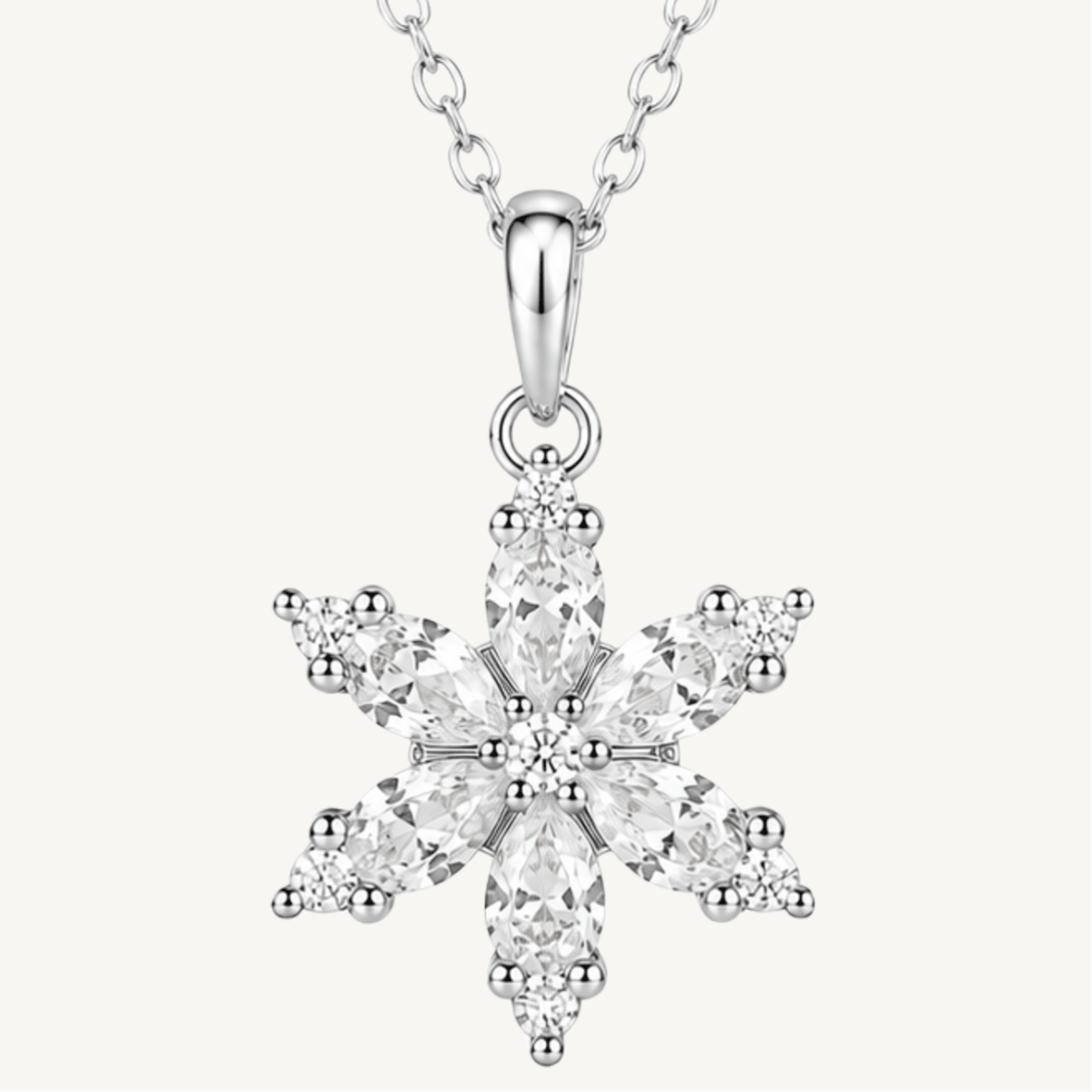 Collier pendentif floral en argent sterling 925 - FLEUR DE GIVRE - Much Elegance