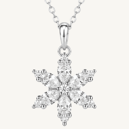 Collier pendentif floral en argent sterling 925 - FLEUR DE GIVRE - Much Elegance