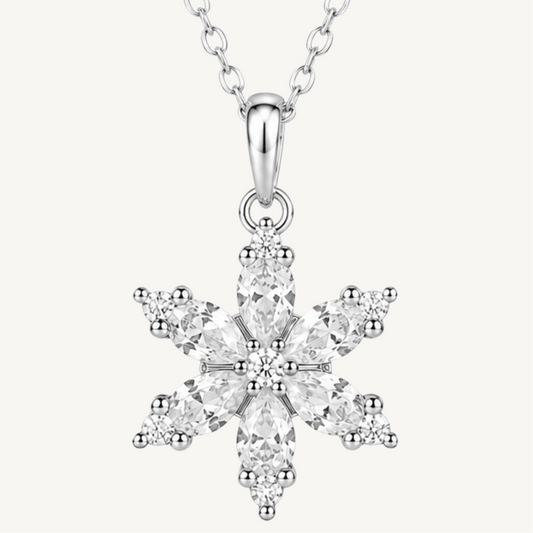 Collier pendentif floral en argent sterling 925 - FLEUR DE GIVRE - Much Elegance