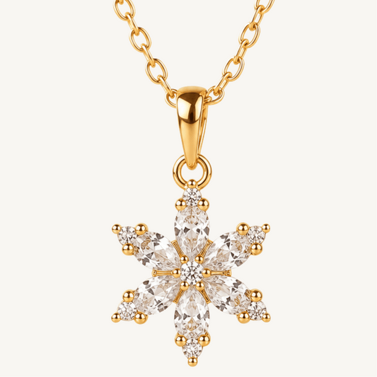 Collier pendentif floral en argent sterling 925 - FLEUR DE GIVRE - Much Elegance