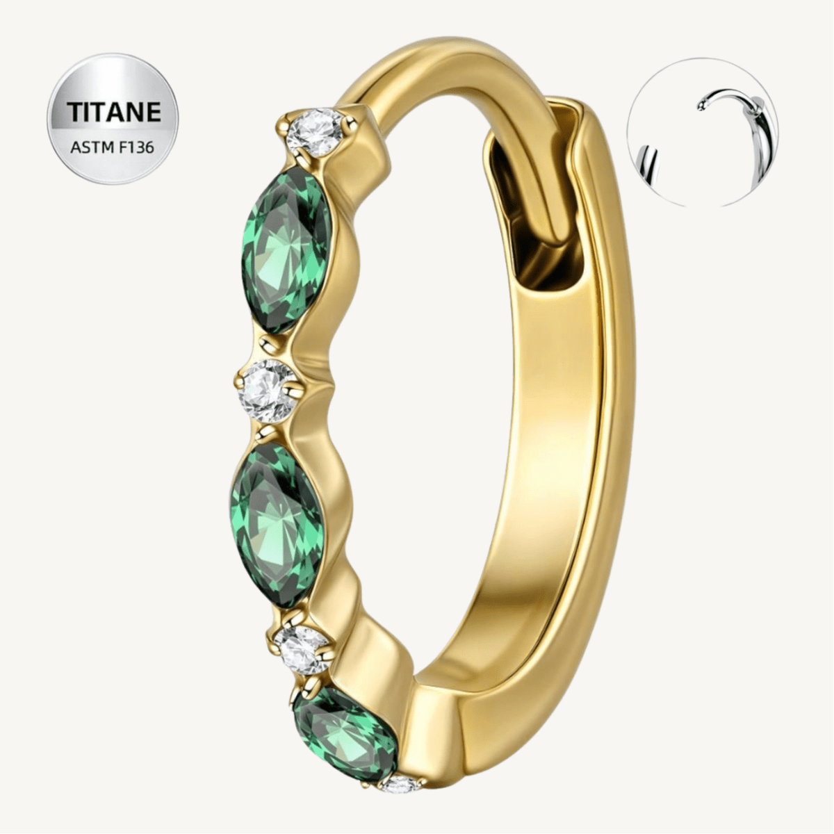 Créole d’oreille en titane ASTM F136 hypoallergénique dorée PVD - AUREA VERDIA - Much Elegance