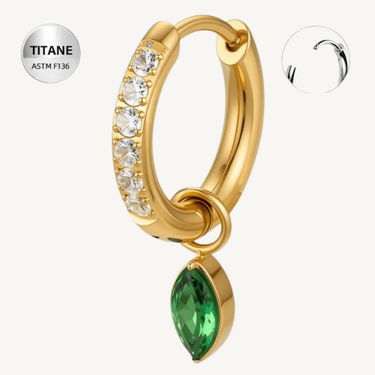 Créole d’oreille en titane ASTM F136 hypoallergénique dorée PVD - ELERIA VERDIA - Much Elegance
