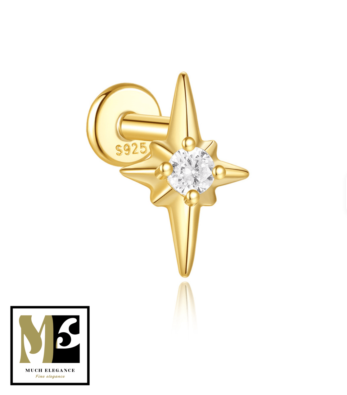 ÉTOILE D'AURA – Piercing étoile en argent 925 plaqué or | Lobe & Cartilage - Much Elegance