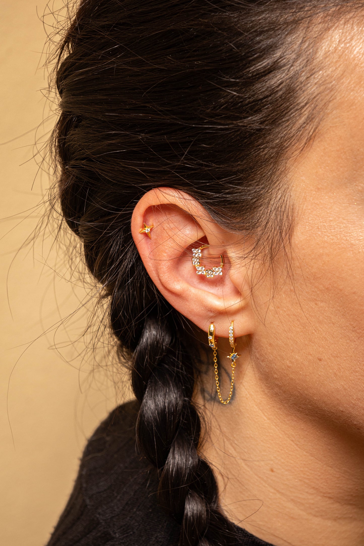 ÉTOILE D'AURA – Piercing étoile en argent 925 plaqué or | Lobe & Cartilage - Much Elegance