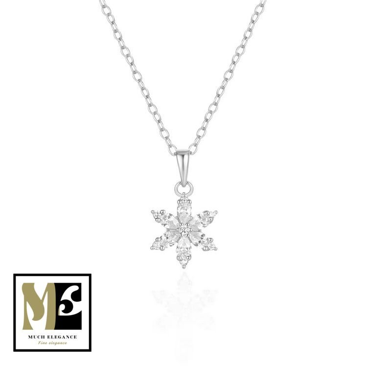 FLEUR DE GIVRE – Collier Argent sterling 925| Pendentif Étoile Cristalline - Much Elegance