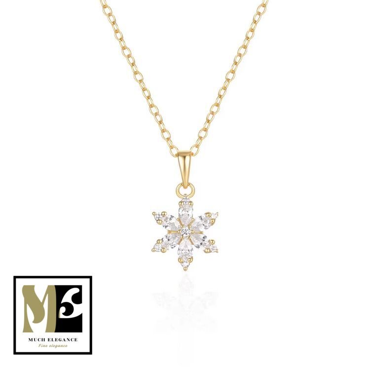 FLEUR DE GIVRE – Collier Argent sterling 925| Pendentif Étoile Cristalline - Much Elegance