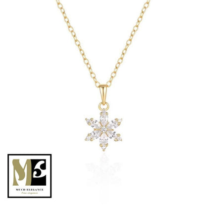FLEUR DE GIVRE – Collier Argent sterling 925| Pendentif Étoile Cristalline - Much Elegance
