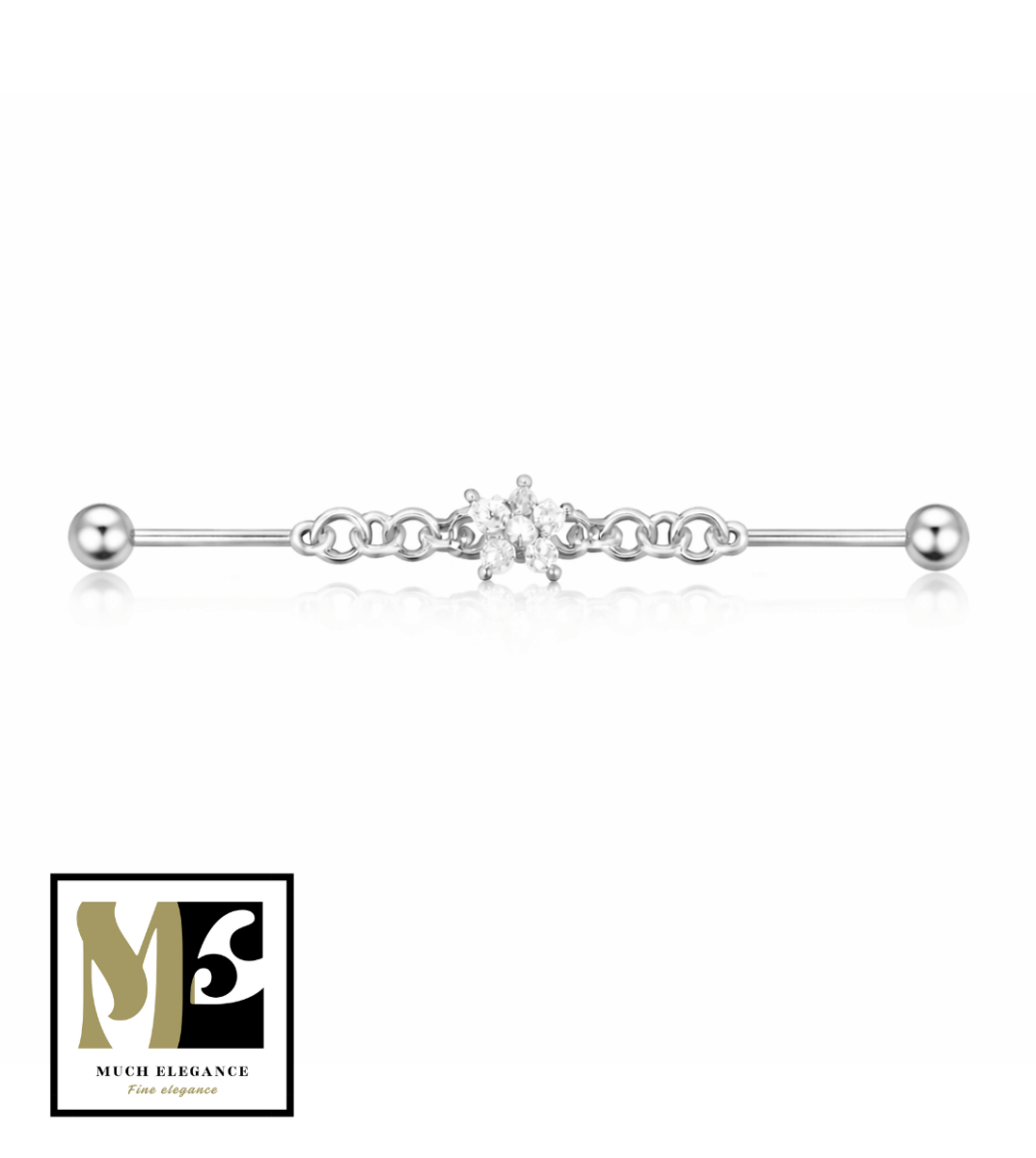 FLEURIS – Piercing industriel fleur en argent sterling 925 plaqué or 18K - Much Elegance