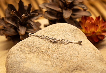 FLEURIS – Piercing industriel fleur en argent sterling 925 plaqué or 18K - Much Elegance