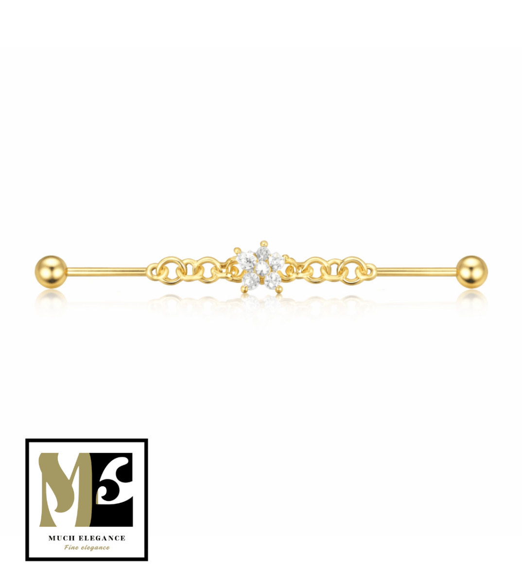 FLEURIS – Piercing industriel fleur en argent sterling 925 plaqué or 18K - Much Elegance