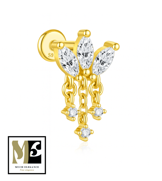 IVY DROP – Piercing cascade fleur zircon en argent 925 - Much Elegance