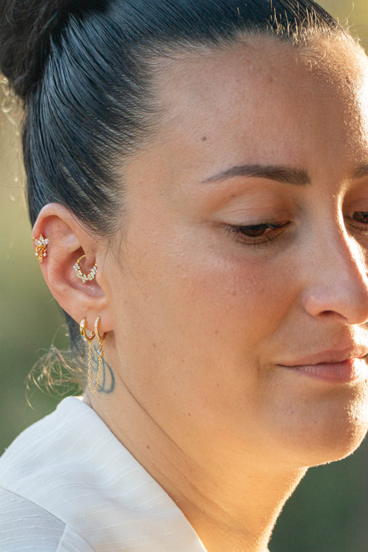 IVY DROP – Piercing cascade fleur zircon en argent 925 - Much Elegance